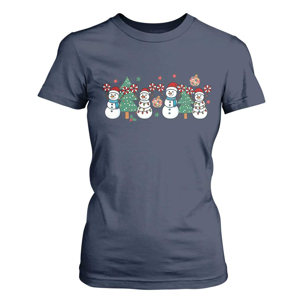 Funny Christmas Cheer Gift T Shirt For Women Santa Snowman Cheerleaders TS12 Navy Print Your Wear
