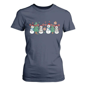 Funny Christmas Cheer Gift T Shirt For Women Santa Snowman Cheerleaders TS12 Navy Print Your Wear