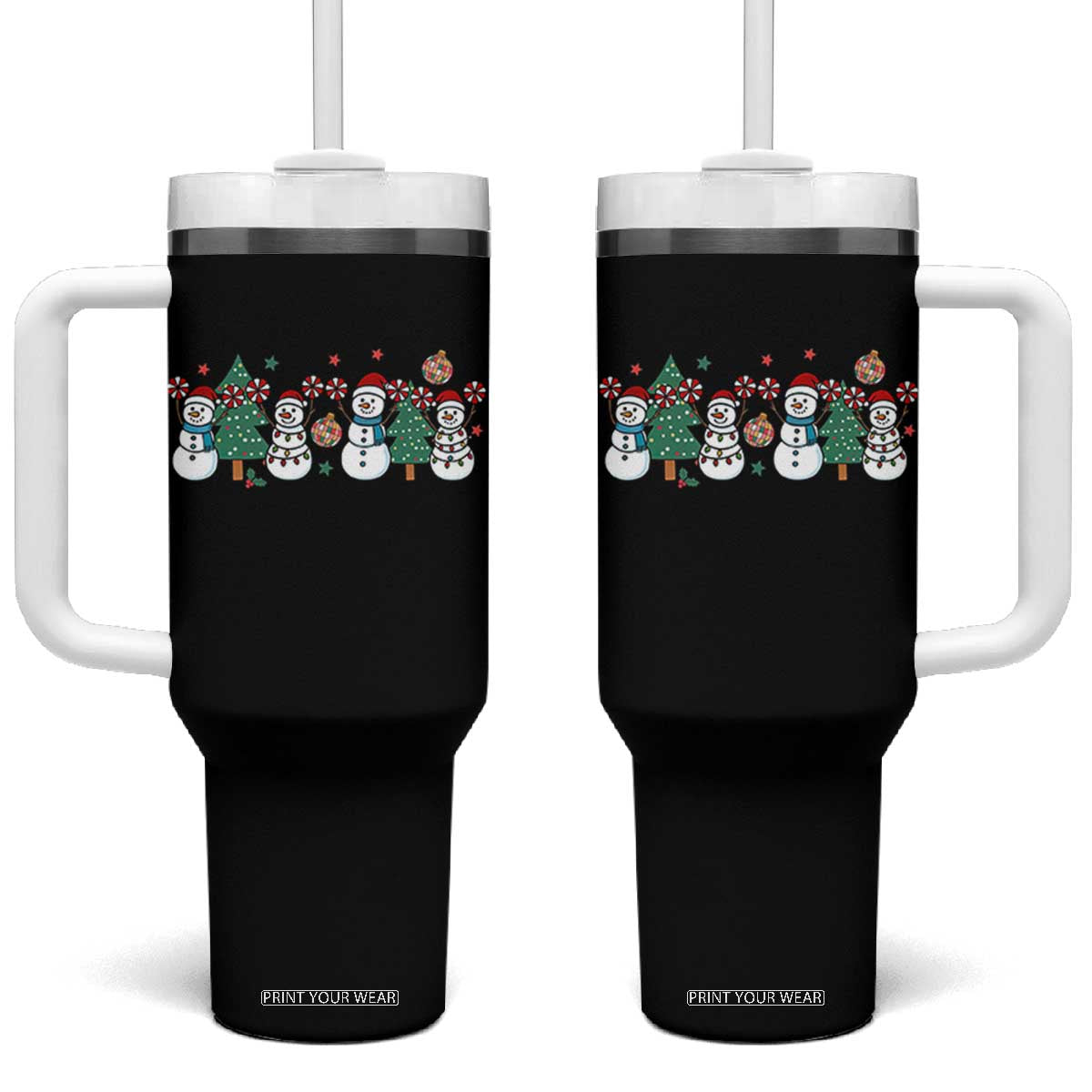 Funny Christmas Cheer Gift Tumbler With Handle Santa Snowman Cheerleaders TS12 One Size: 40 oz Black Print Your Wear