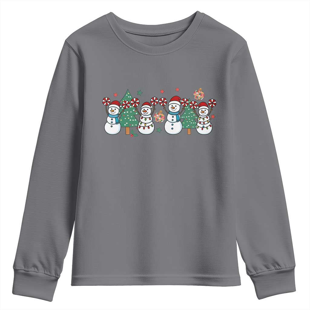 Funny Christmas Cheer Gift Youth Sweatshirt Santa Snowman Cheerleaders TS12 Charcoal Print Your Wear
