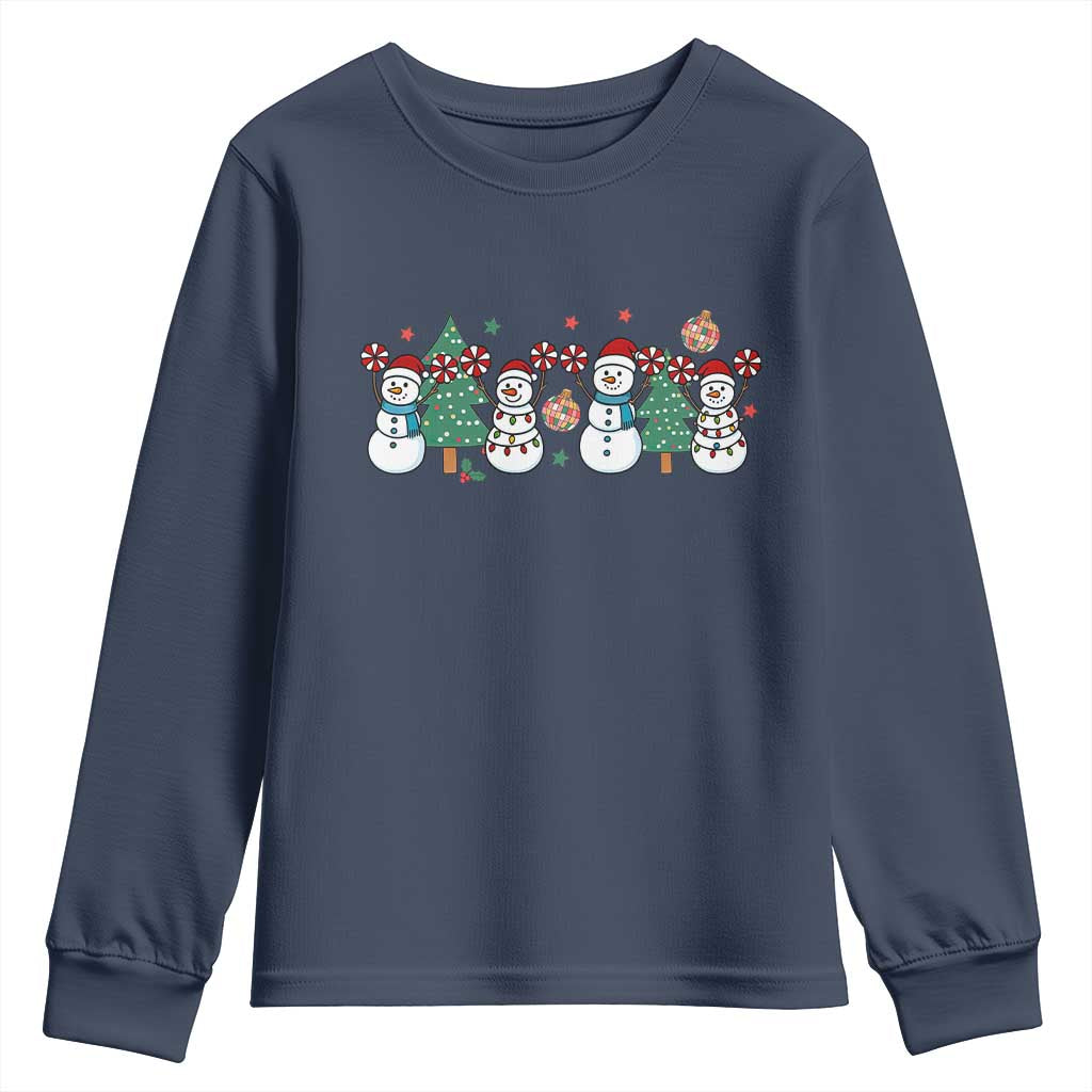 Funny Christmas Cheer Gift Youth Sweatshirt Santa Snowman Cheerleaders TS12 Navy Print Your Wear