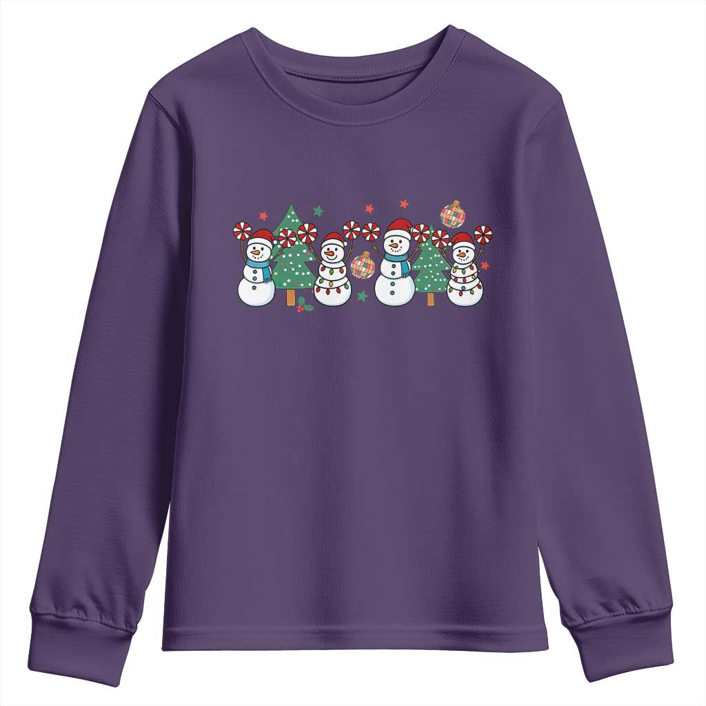 Funny Christmas Cheer Gift Youth Sweatshirt Santa Snowman Cheerleaders TS12 Purple Print Your Wear