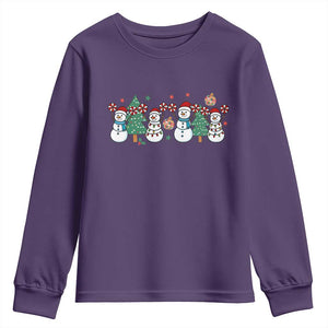 Funny Christmas Cheer Gift Youth Sweatshirt Santa Snowman Cheerleaders TS12 Purple Print Your Wear