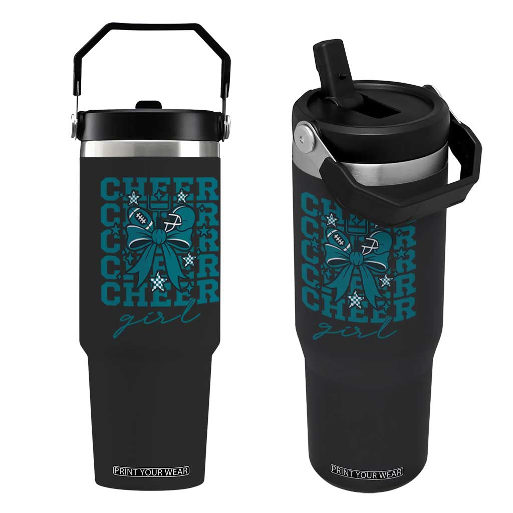 Cheer Girl Football Team Spirit Flip Straw Tumbler Cheerleading Gift TS12 One Size: 30 oz Black Print Your Wear