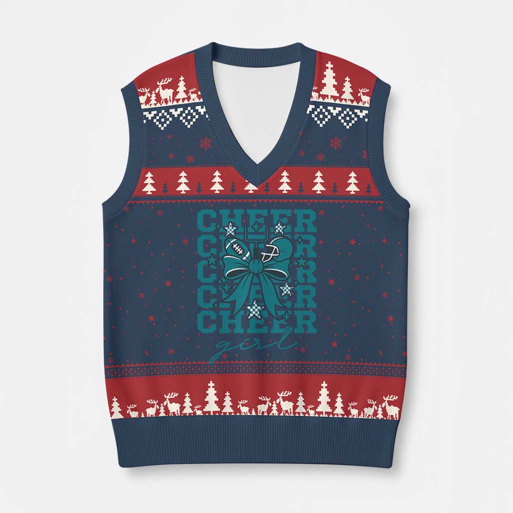 Cheer Girl Football Team Spirit V-Neck Knit Sweater Vest Cheerleading Gift TS12 Navy Red Print Your Wear