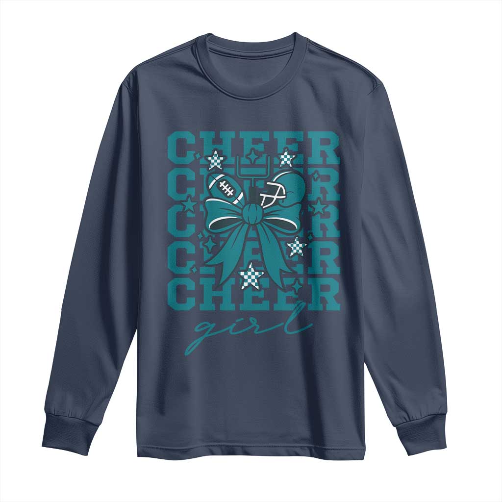 Cheer Girl Football Team Spirit Long Sleeve Shirt Cheerleading Gift TS12 Navy Print Your Wear