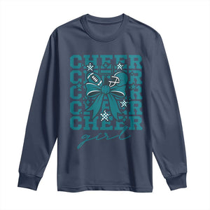 Cheer Girl Football Team Spirit Long Sleeve Shirt Cheerleading Gift TS12 Navy Print Your Wear