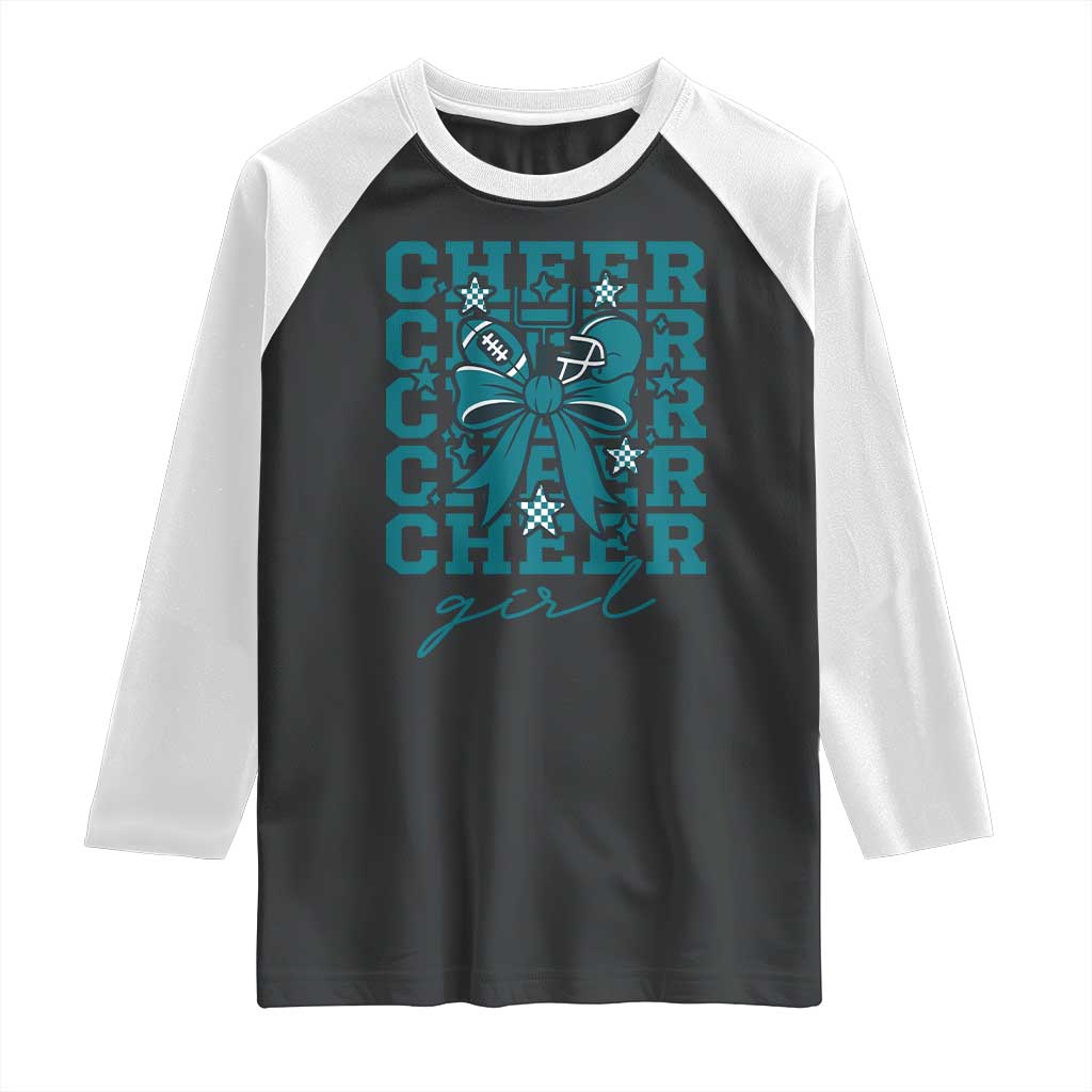 Cheer Girl Football Team Spirit Raglan Shirt Cheerleading Gift TS12 Black White Print Your Wear
