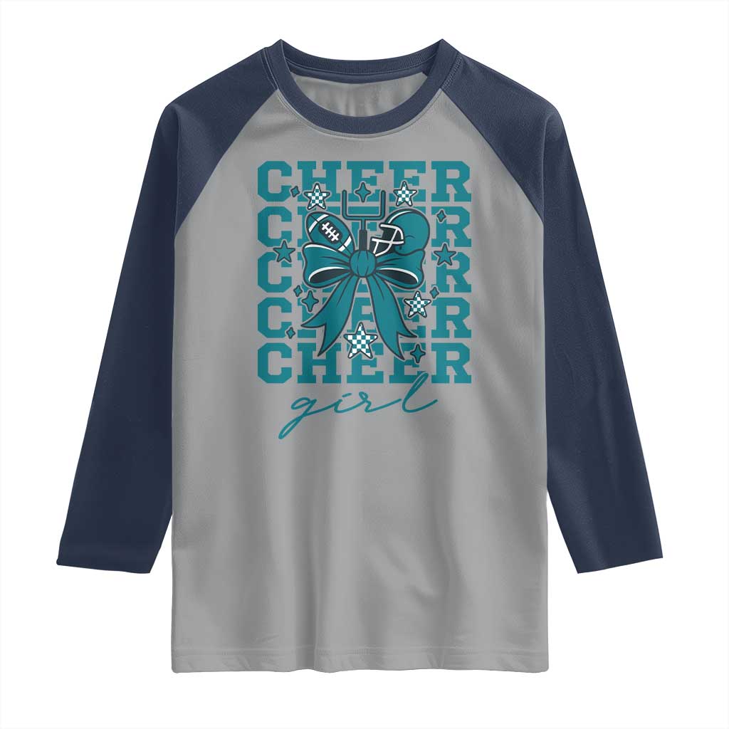 Cheer Girl Football Team Spirit Raglan Shirt Cheerleading Gift TS12 Sport Gray Navy Print Your Wear