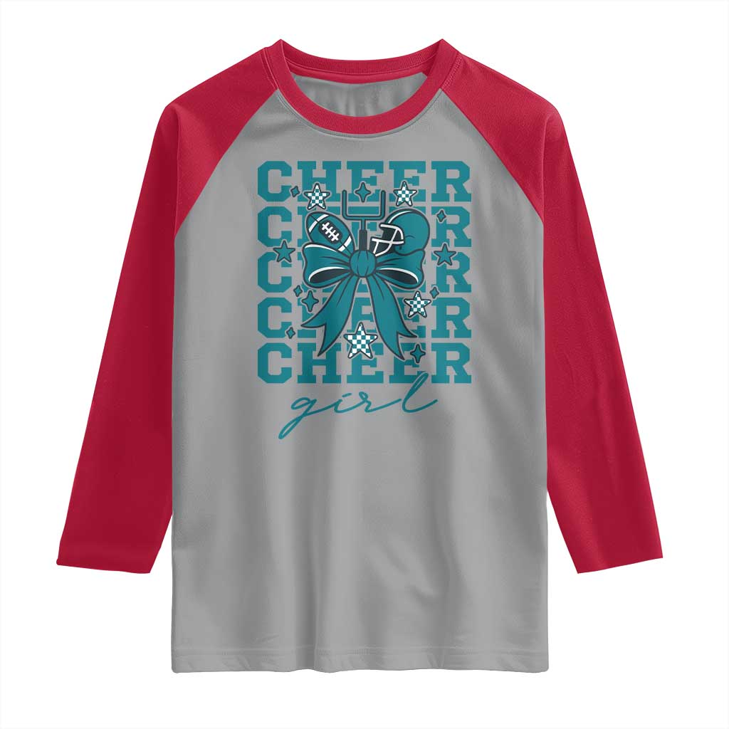 Cheer Girl Football Team Spirit Raglan Shirt Cheerleading Gift TS12 Sport Gray Red Print Your Wear