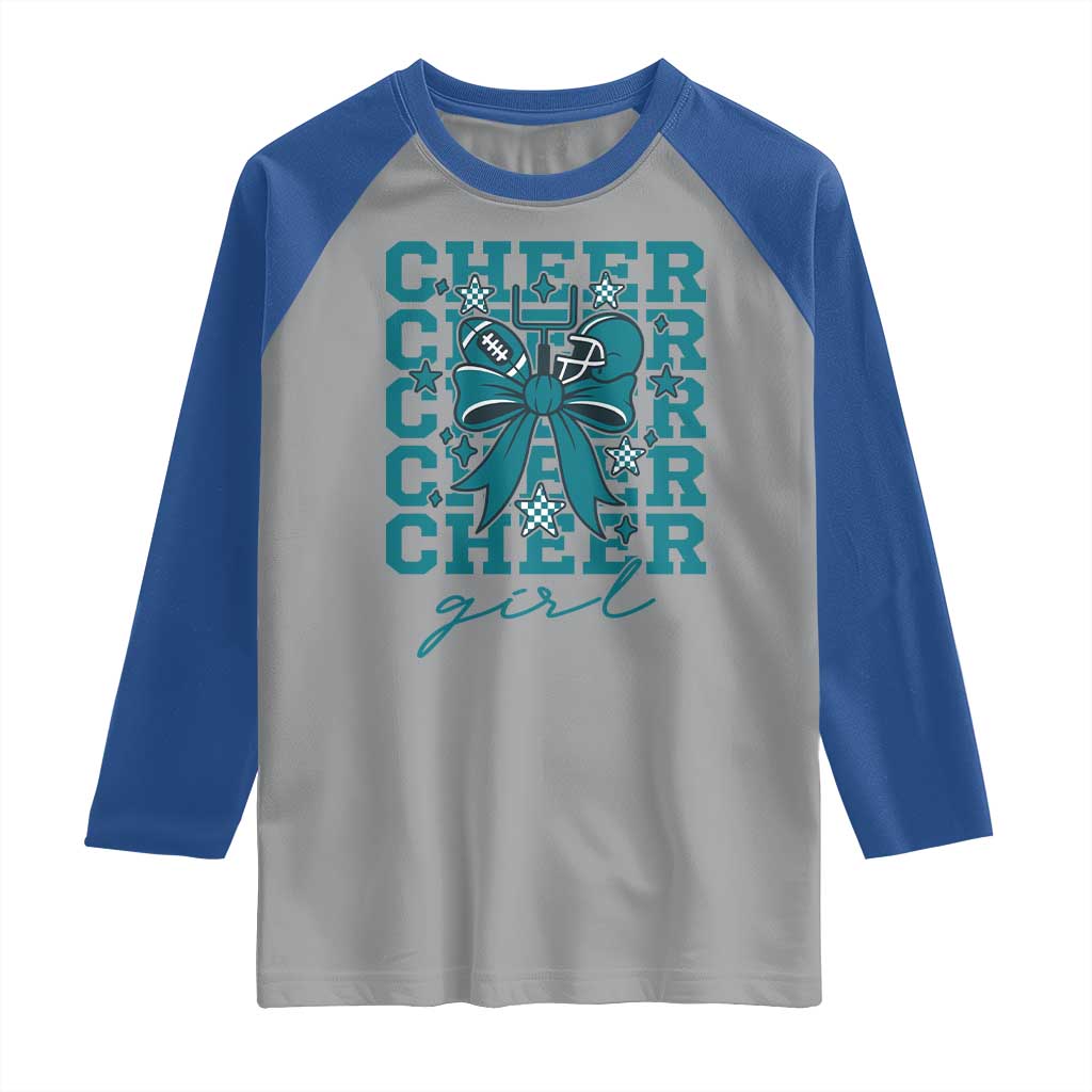 Cheer Girl Football Team Spirit Raglan Shirt Cheerleading Gift TS12 Sport Gray Royal Print Your Wear
