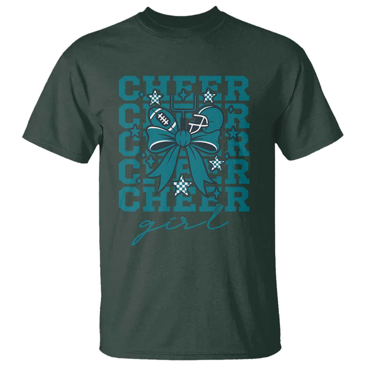 Cheer Girl Football Team Spirit T Shirt Cheerleading Gift TS12 Dark Forest Green Print Your Wear