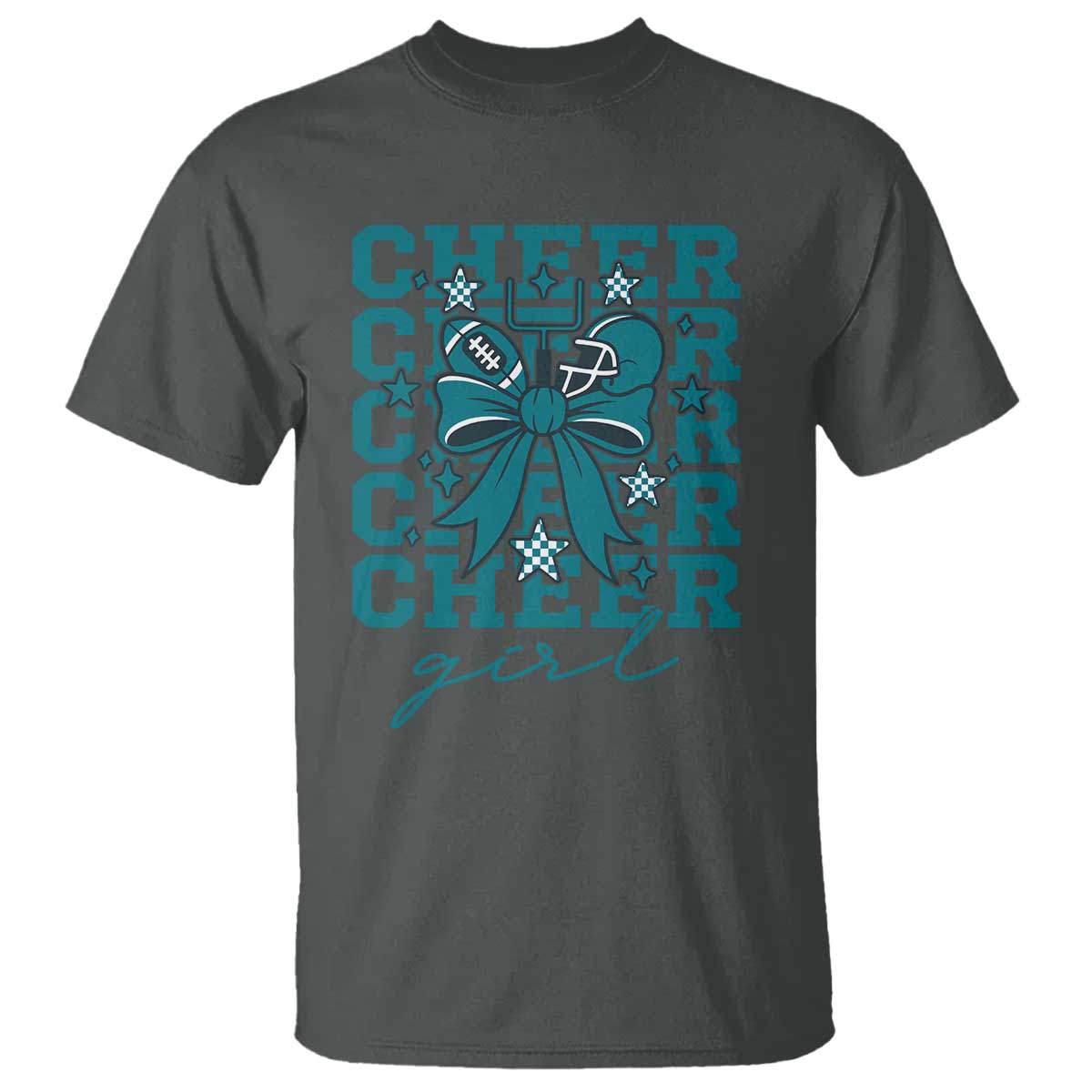 Cheer Girl Football Team Spirit T Shirt Cheerleading Gift TS12 Dark Heather Print Your Wear