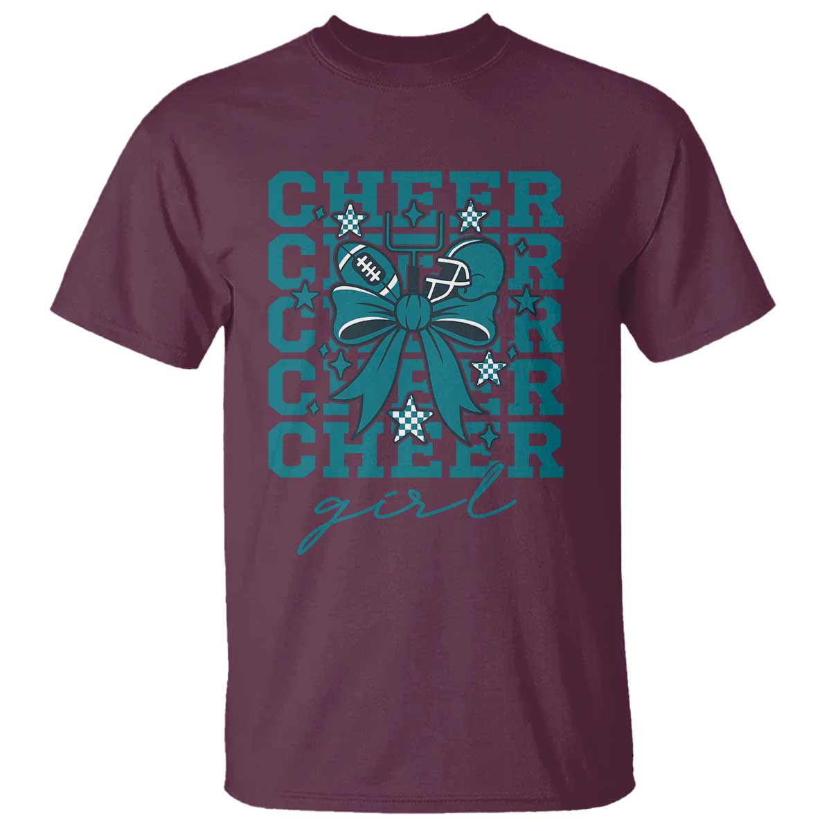 Cheer Girl Football Team Spirit T Shirt Cheerleading Gift TS12 Maroon Print Your Wear