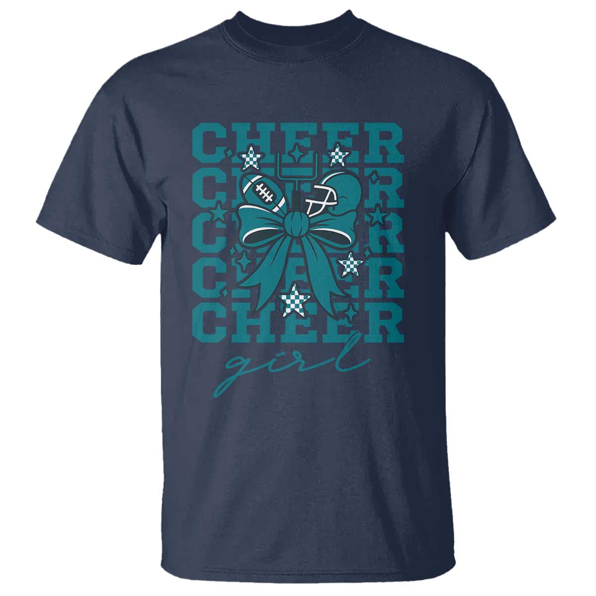 Cheer Girl Football Team Spirit T Shirt Cheerleading Gift TS12 Navy Print Your Wear