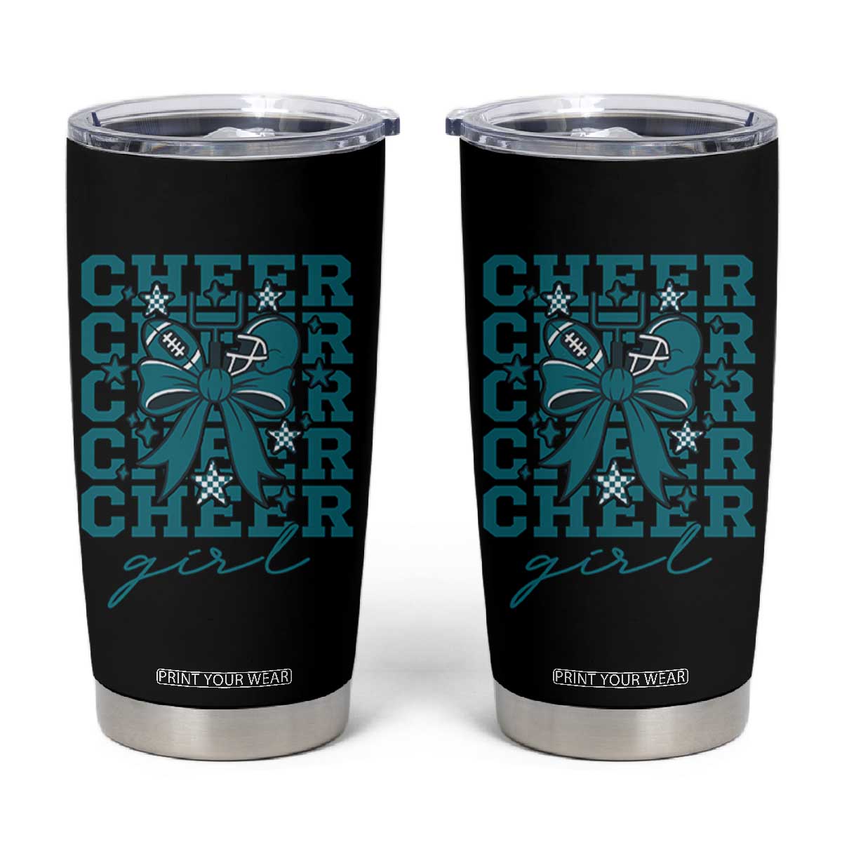 Cheer Girl Football Team Spirit Tumbler Cup Cheerleading Gift TS12 Black Print Your Wear