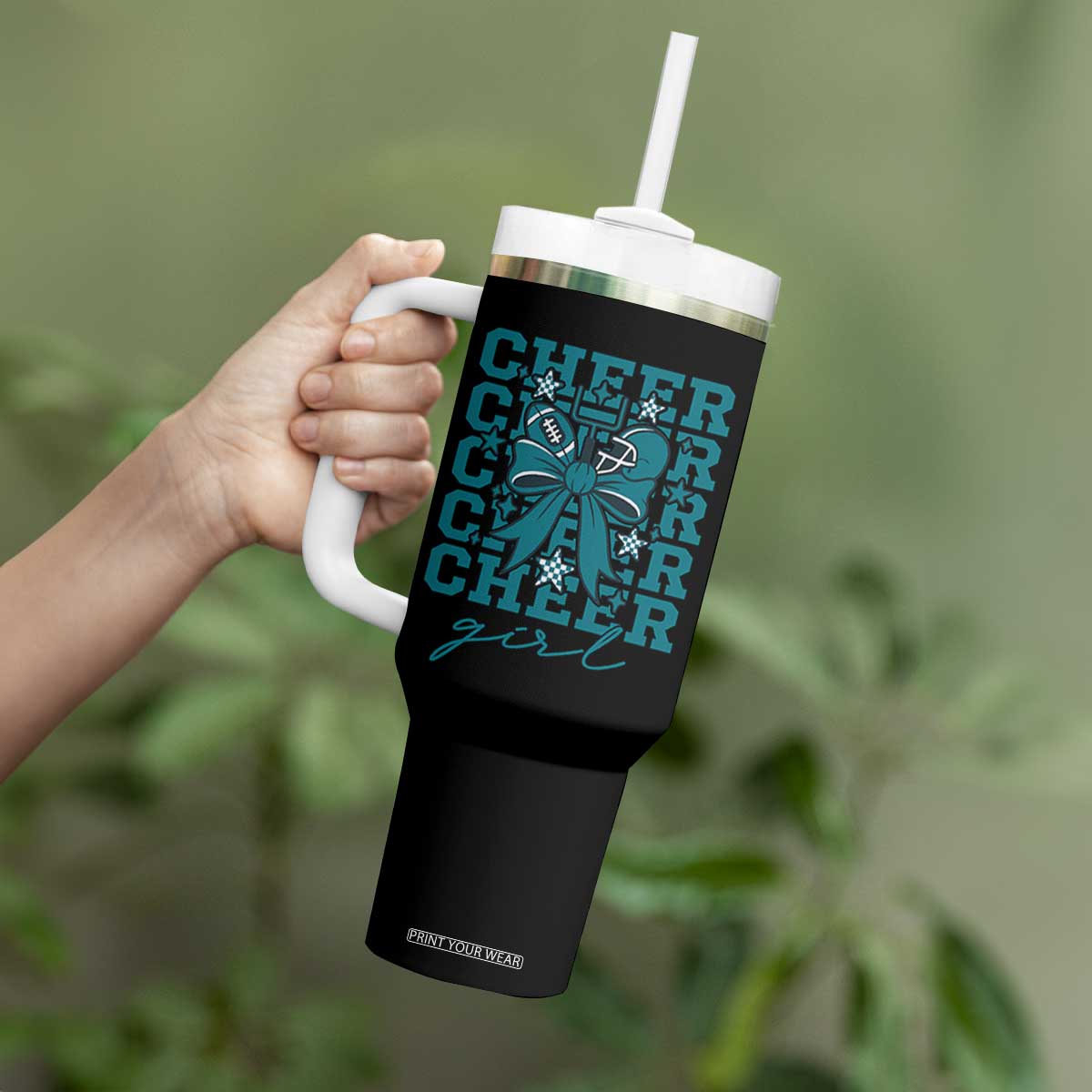 Cheer Girl Football Team Spirit Tumbler With Handle Cheerleading Gift TS12 Print Your Wear