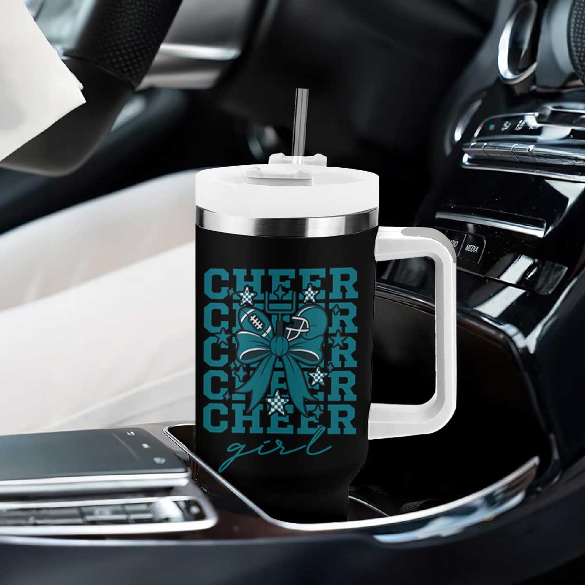 Cheer Girl Football Team Spirit Tumbler With Handle Cheerleading Gift TS12 Print Your Wear