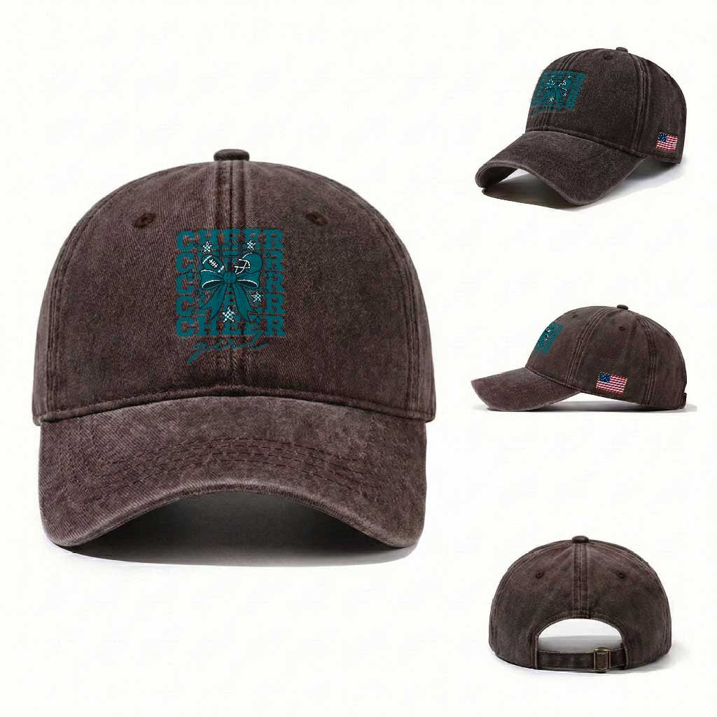Cheer Girl Football Team Spirit Washed Cotton Baseball Cap Cheerleading Gift TS12 Washed Cap Universal Fit Dark Brown Print Your Wear