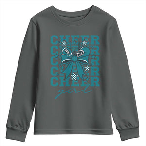 Cheer Girl Football Team Spirit Youth Sweatshirt Cheerleading Gift TS12 Dark Heather Print Your Wear