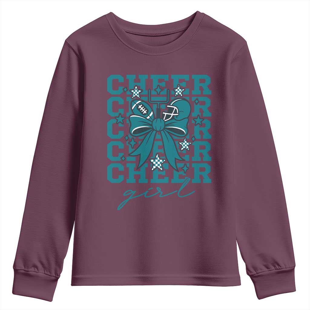 Cheer Girl Football Team Spirit Youth Sweatshirt Cheerleading Gift TS12 Maroon Print Your Wear