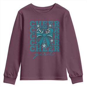 Cheer Girl Football Team Spirit Youth Sweatshirt Cheerleading Gift TS12 Maroon Print Your Wear