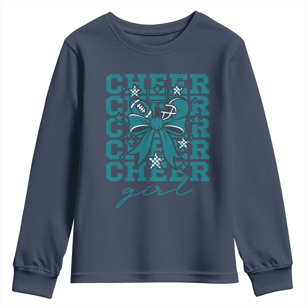 Cheer Girl Football Team Spirit Youth Sweatshirt Cheerleading Gift TS12 Navy Print Your Wear