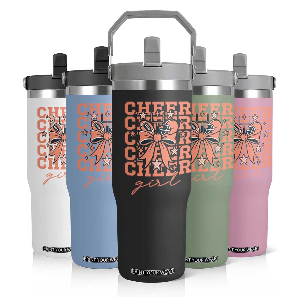 Cheer Girl Football Team Spirit Flip Straw Tumbler Gift For Cheerleader TS12 Print Your Wear