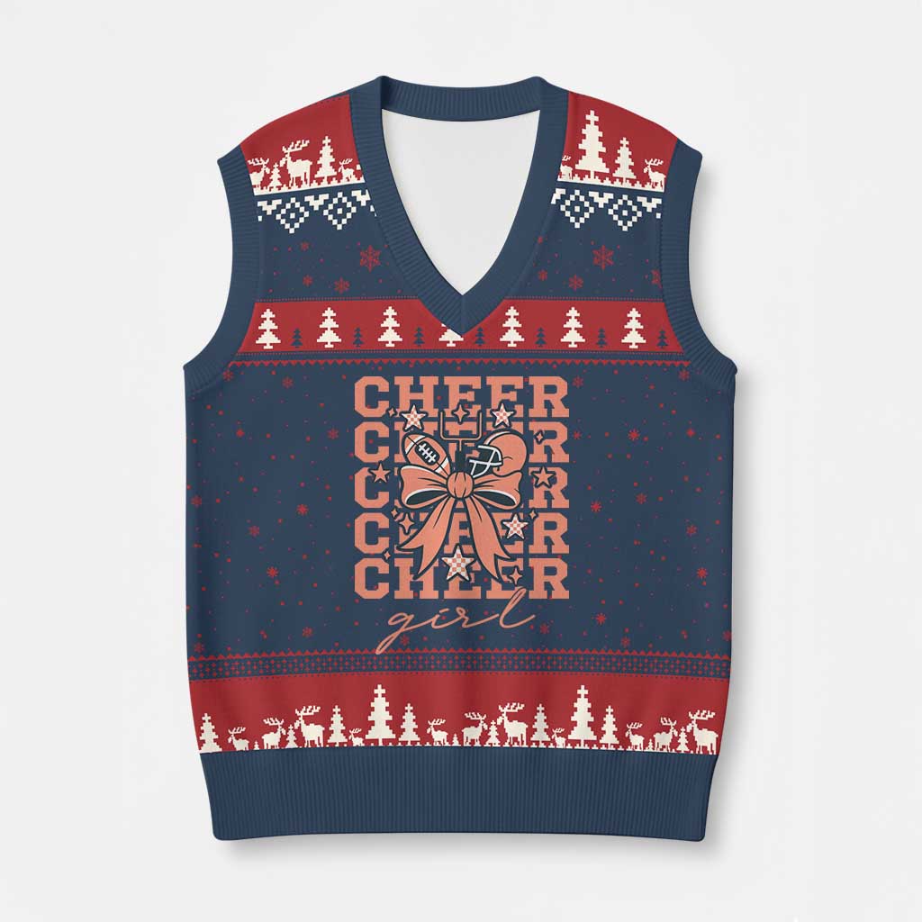 Cheer Girl Football Team Spirit V-Neck Knit Sweater Vest Gift For Cheerleader TS12 Navy Red Print Your Wear