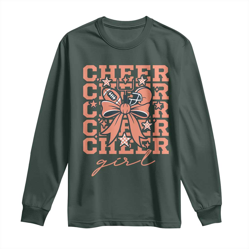 Cheer Girl Football Team Spirit Long Sleeve Shirt Gift For Cheerleader TS12 Dark Forest Green Print Your Wear