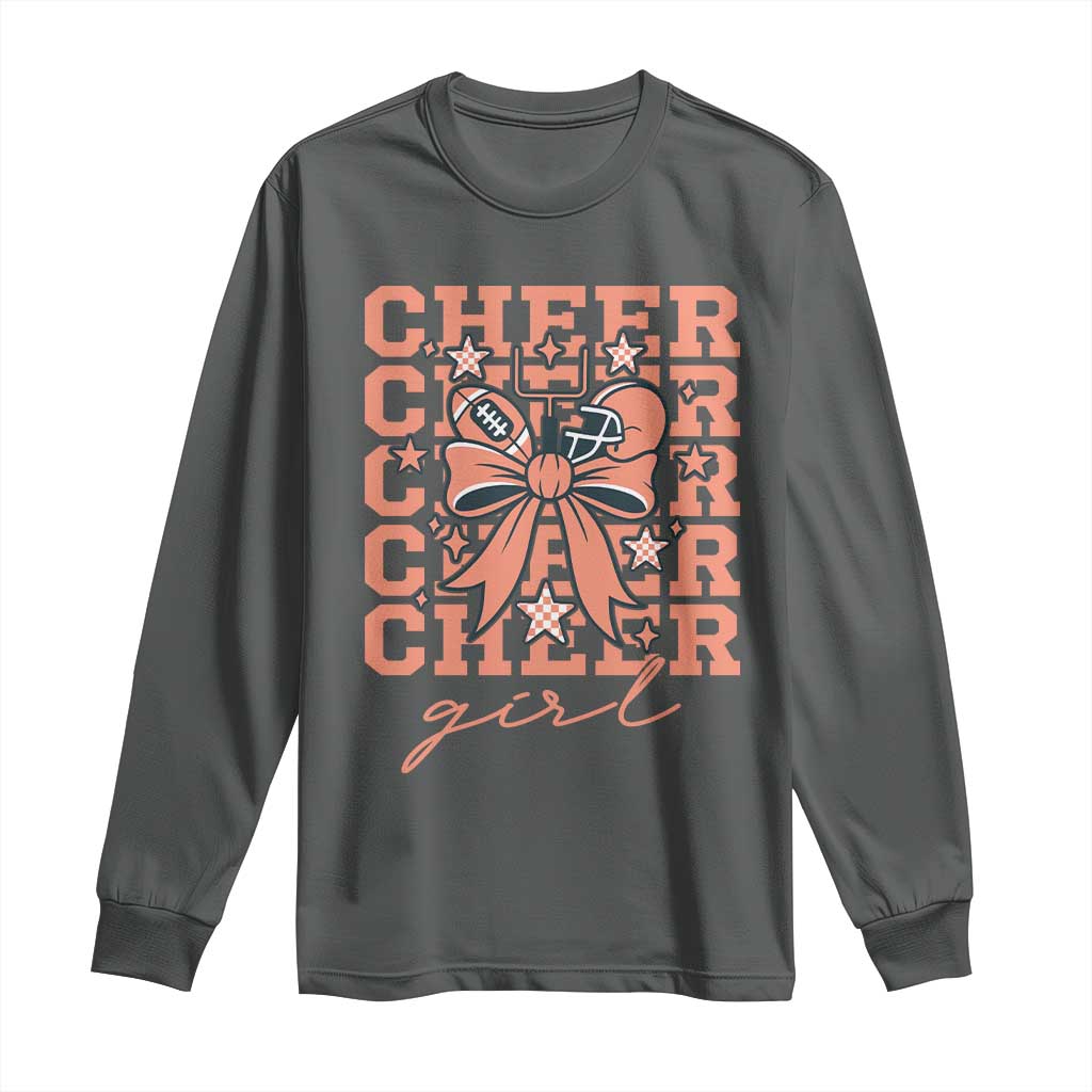 Cheer Girl Football Team Spirit Long Sleeve Shirt Gift For Cheerleader TS12 Dark Heather Print Your Wear