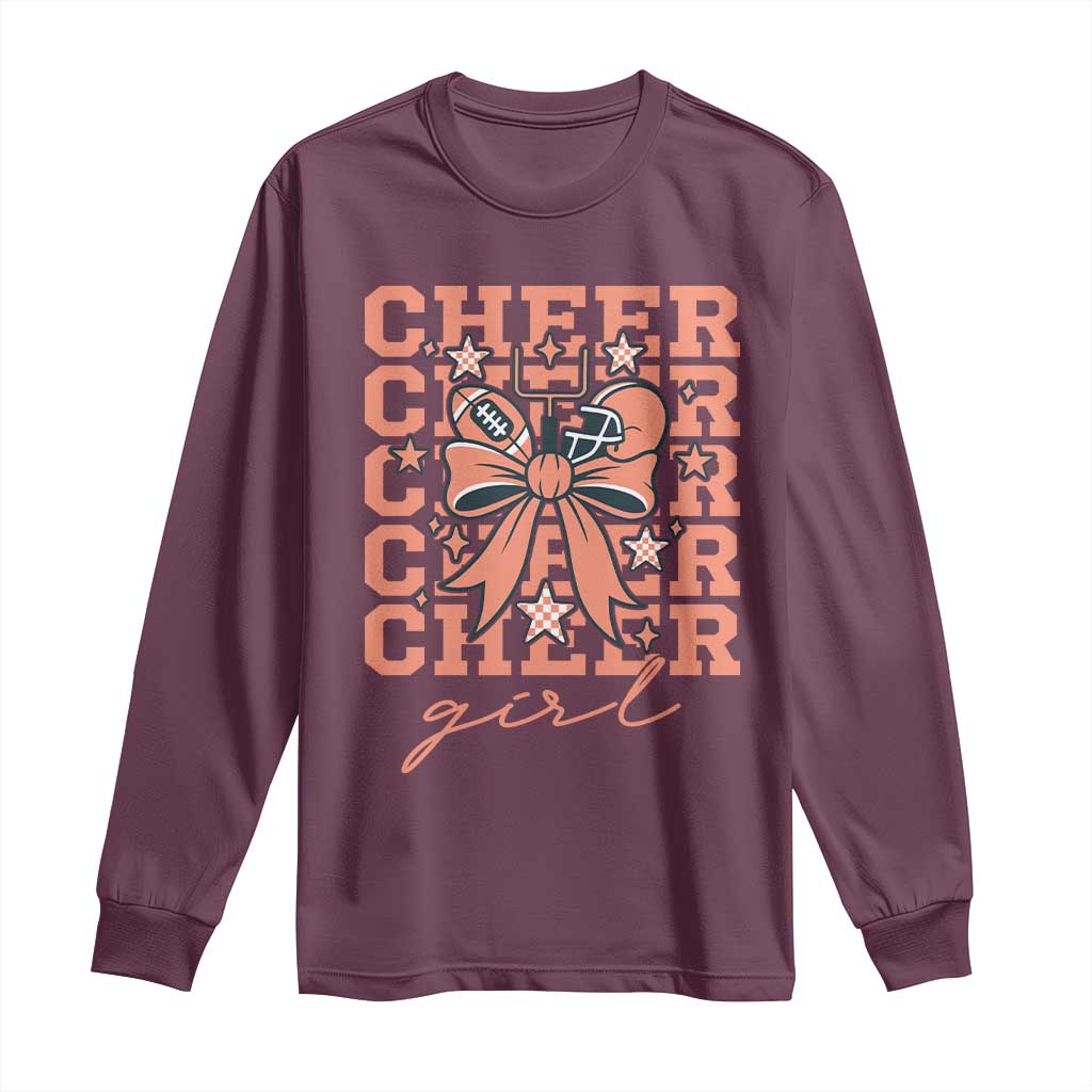 Cheer Girl Football Team Spirit Long Sleeve Shirt Gift For Cheerleader TS12 Maroon Print Your Wear