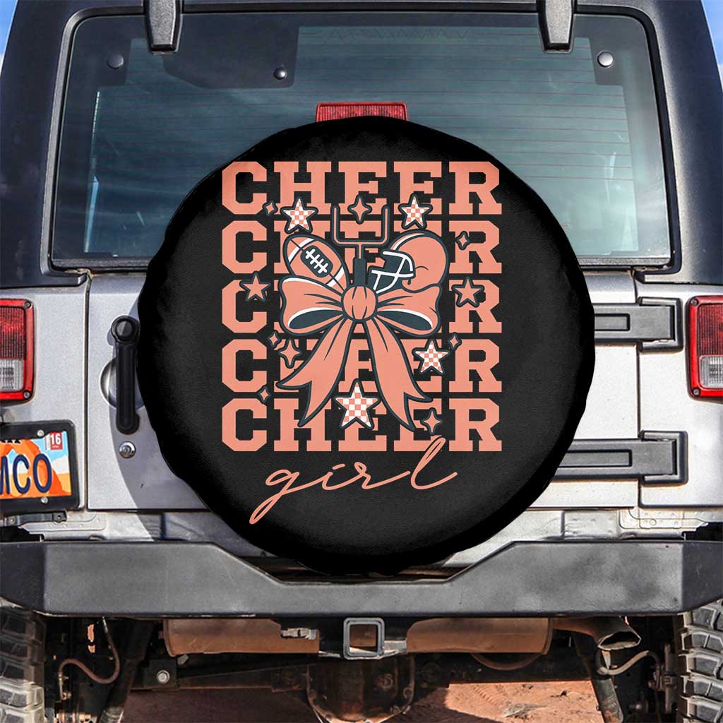 Cheer Girl Football Team Spirit Spare Tire Cover Gift For Cheerleader TS12 No hole Black Print Your Wear