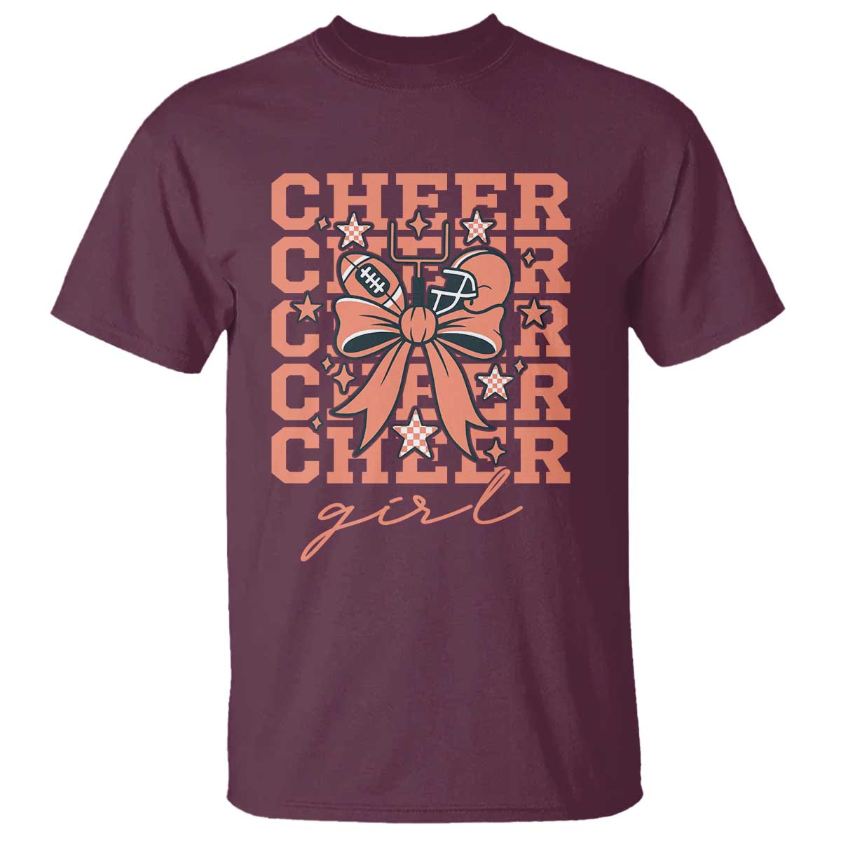 Cheer Girl Football Team Spirit T Shirt Gift For Cheerleader TS12 Maroon Print Your Wear