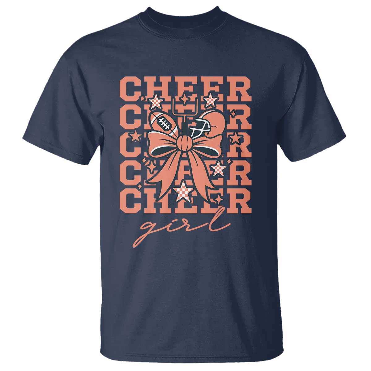 Cheer Girl Football Team Spirit T Shirt Gift For Cheerleader TS12 Navy Print Your Wear