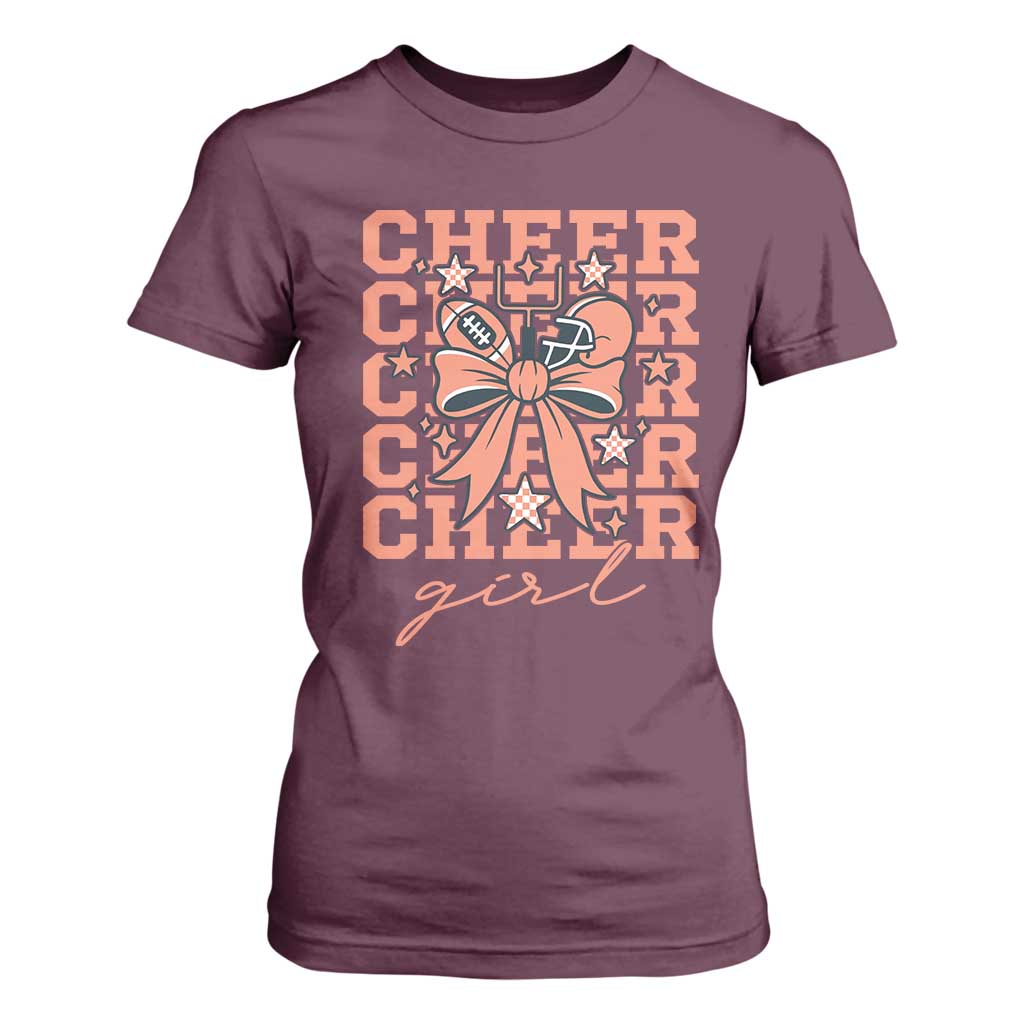 Cheer Girl Football Team Spirit T Shirt For Women Gift For Cheerleader TS12 Maroon Print Your Wear