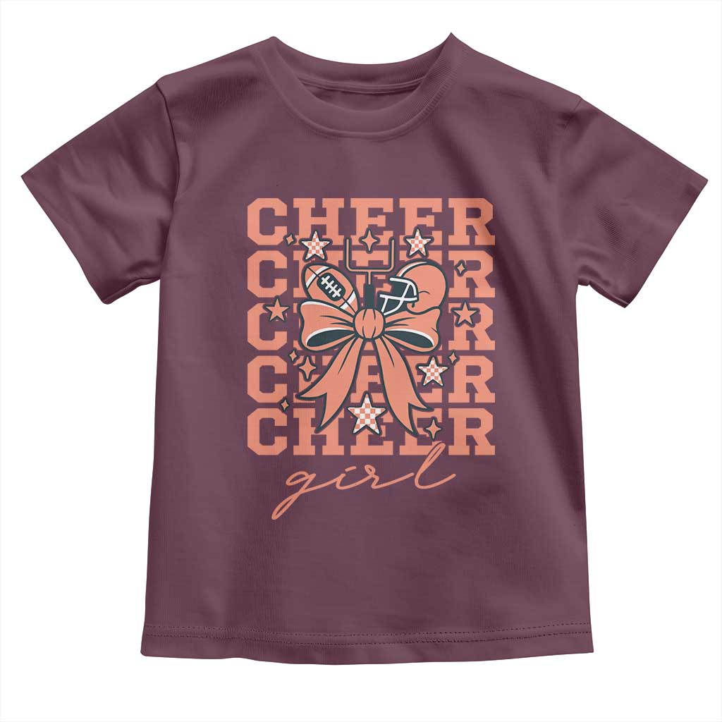 Cheer Girl Football Team Spirit Toddler T Shirt Gift For Cheerleader TS12 Maroon Print Your Wear