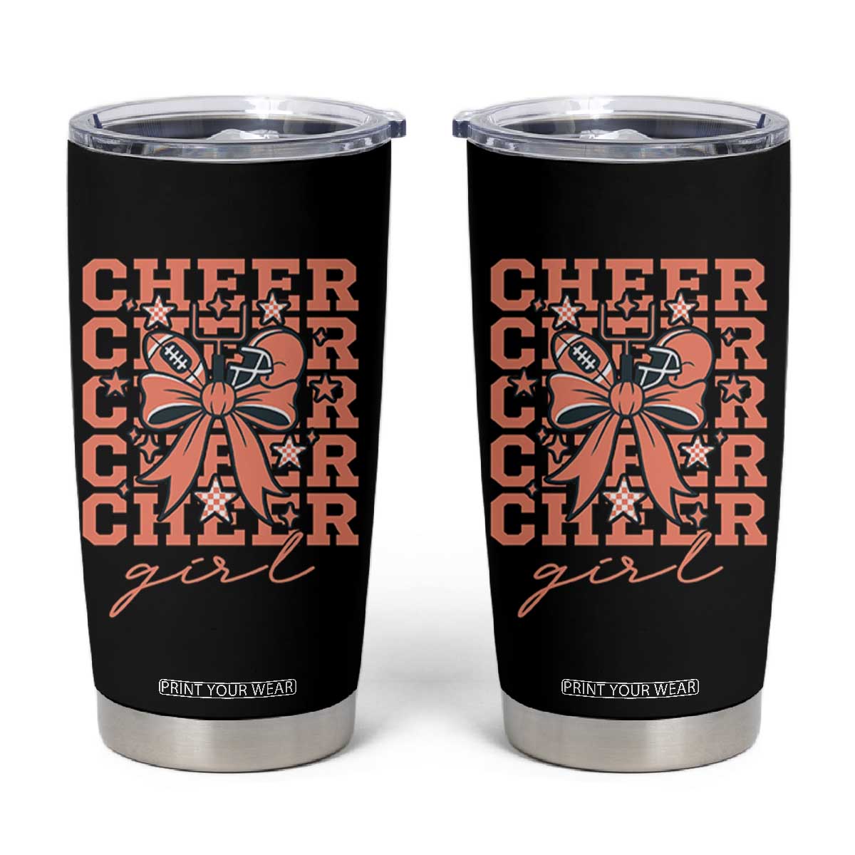 Cheer Girl Football Team Spirit Tumbler Cup Gift For Cheerleader TS12 Black Print Your Wear