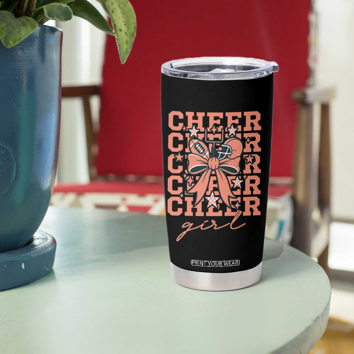 Cheer Girl Football Team Spirit Tumbler Cup Gift For Cheerleader TS12 Print Your Wear