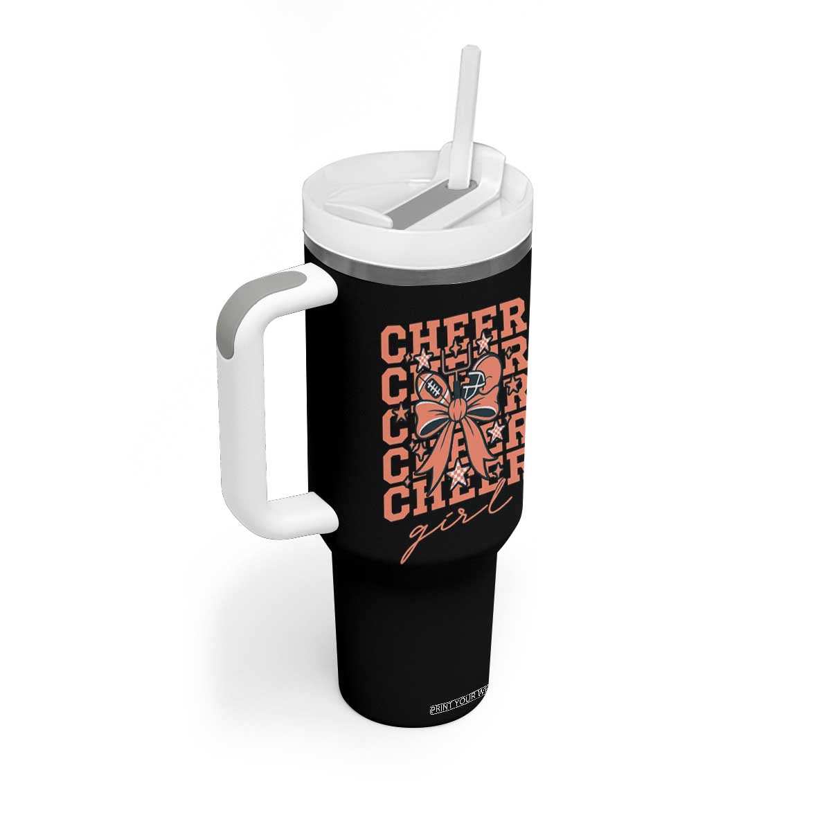 Cheer Girl Football Team Spirit Tumbler With Handle Gift For Cheerleader TS12 Print Your Wear