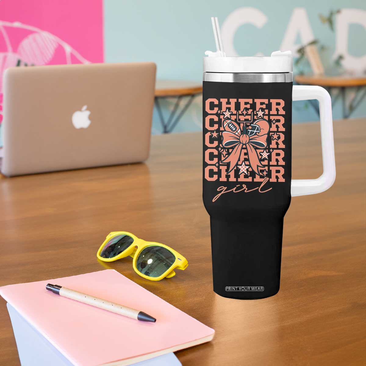 Cheer Girl Football Team Spirit Tumbler With Handle Gift For Cheerleader TS12 Print Your Wear