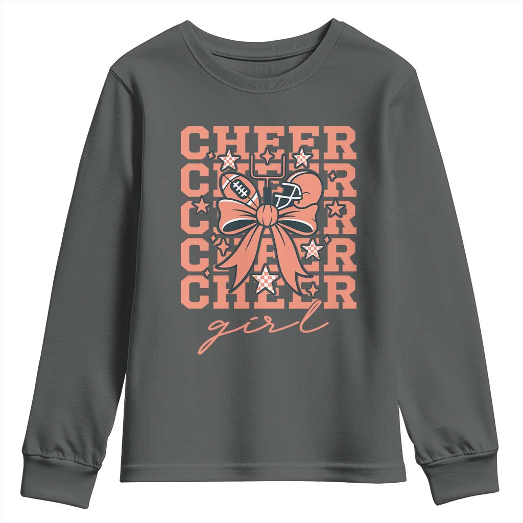 Cheer Girl Football Team Spirit Youth Sweatshirt Gift For Cheerleader TS12 Dark Heather Print Your Wear