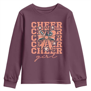 Cheer Girl Football Team Spirit Youth Sweatshirt Gift For Cheerleader TS12 Maroon Print Your Wear