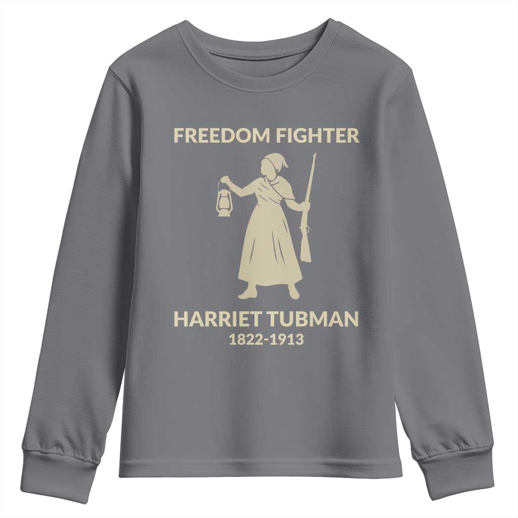 Harriet Tubman Freedom Fighter Youth Sweatshirt History Lover Gift TS12 Charcoal Print Your Wear