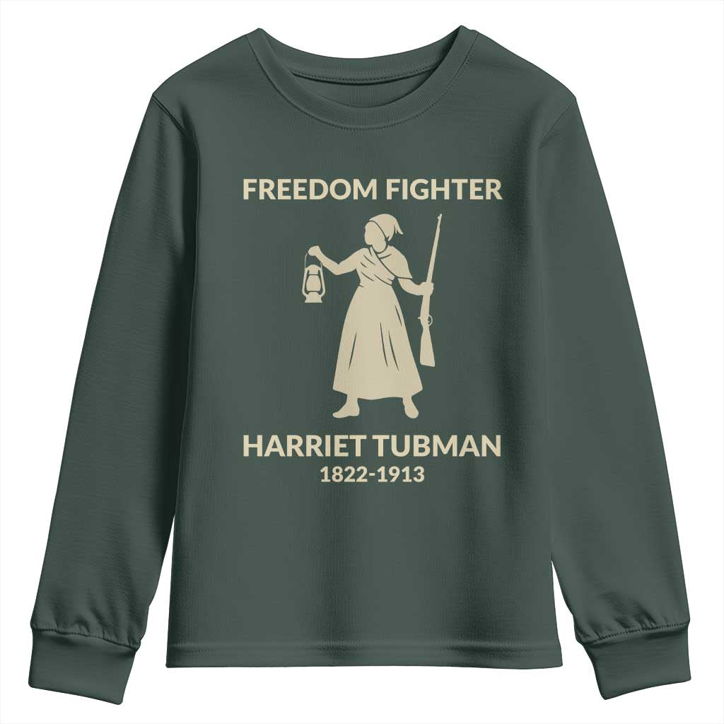 Harriet Tubman Freedom Fighter Youth Sweatshirt History Lover Gift TS12 Dark Forest Green Print Your Wear