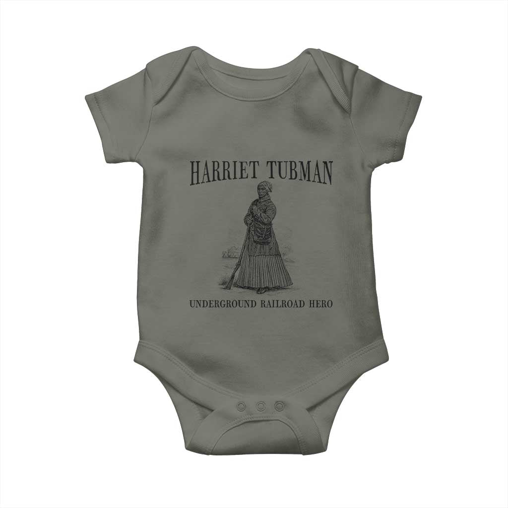Harriet Tubman Baby Onesie Underground Railroad Freedom Leader TS12 Military Green Print Your Wear