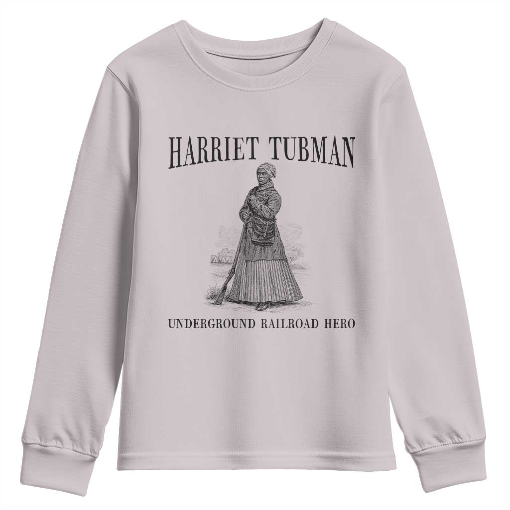 Harriet Tubman Youth Sweatshirt Underground Railroad Freedom Leader TS12 Ice Gray Print Your Wear