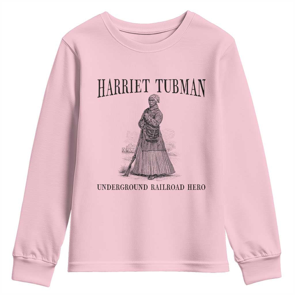 Harriet Tubman Youth Sweatshirt Underground Railroad Freedom Leader TS12 Light Pink Print Your Wear