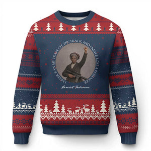 Harriet Tubman Quote Ugly Christmas Sweater I Never Ran My Train Off The Track TS12 Navy Red Print Your Wear