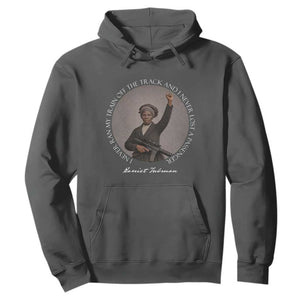 Harriet Tubman Quote Hoodie I Never Ran My Train Off The Track TS12 Dark Heather Print Your Wear